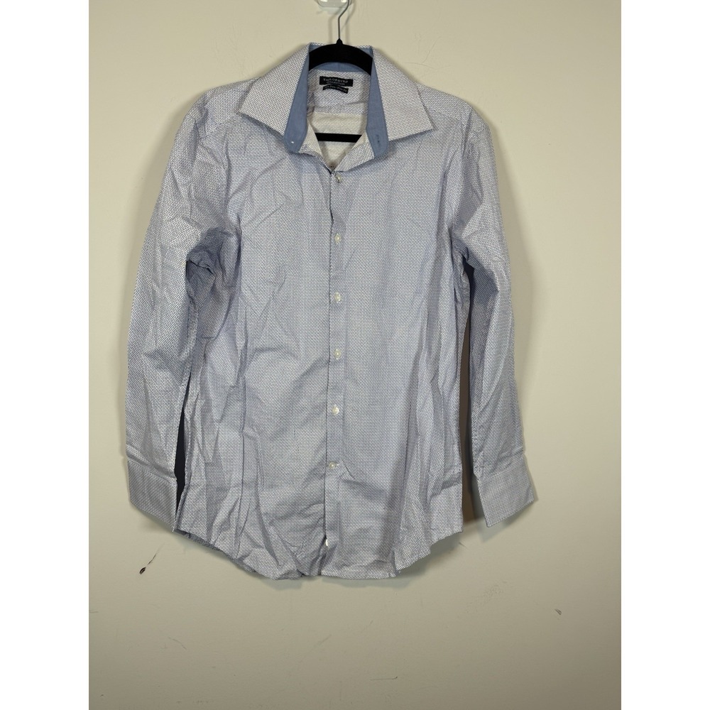 Tailorbyrd Collection Dress shirt button down blue‎ white geometric NWT Medium
